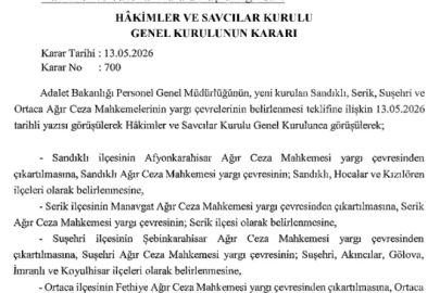 4 yeni Ağır Ceza Mahkemesinin yargı çevresi belirlendi
